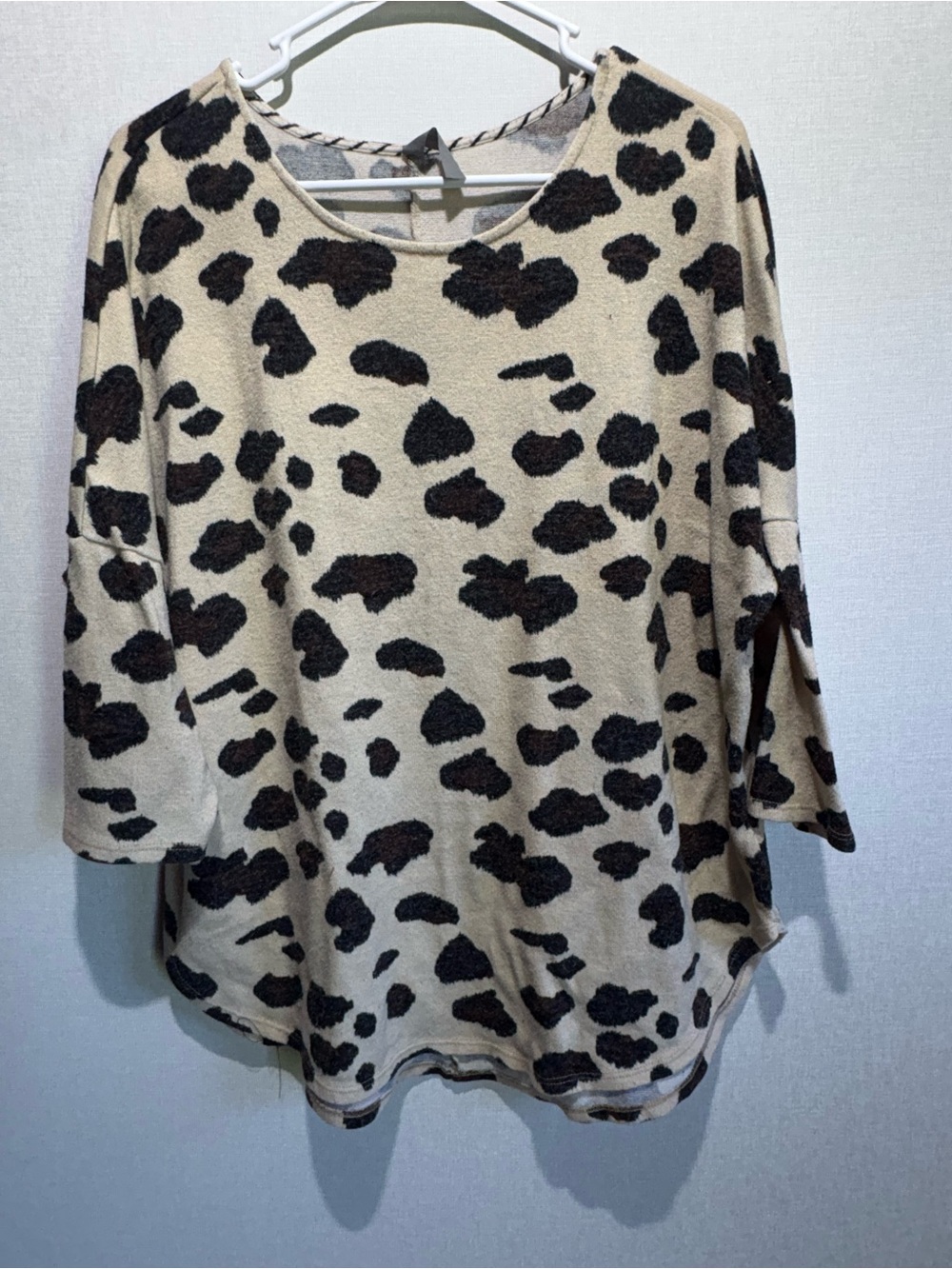 Honeyme Curvy Leopard Print Top - Beige, Black & Brown